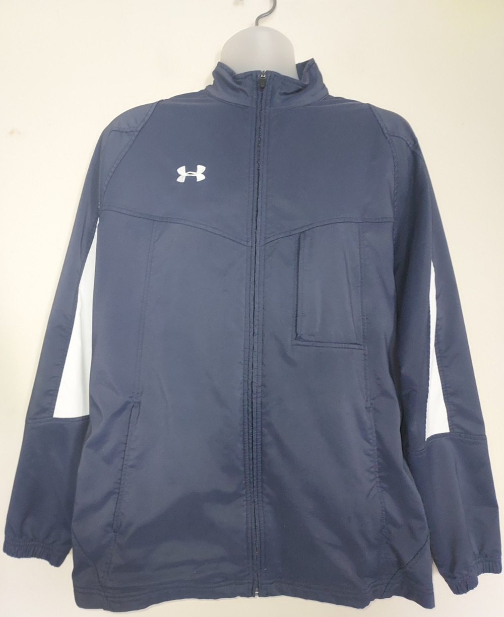 UNDER ARMOUR Men's Jacket Large Full Zip Woven All Seasons Gear Long Sleeve Navy